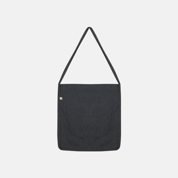 Melange Black Recycled sling tygkassar i woven twill med reklamtryck