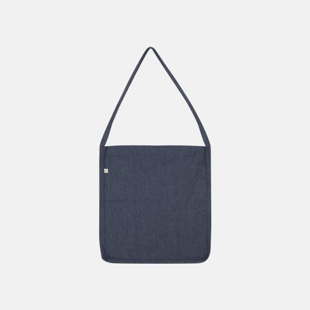 Melange Navy Recycled sling tygkassar i woven twill med reklamtryck