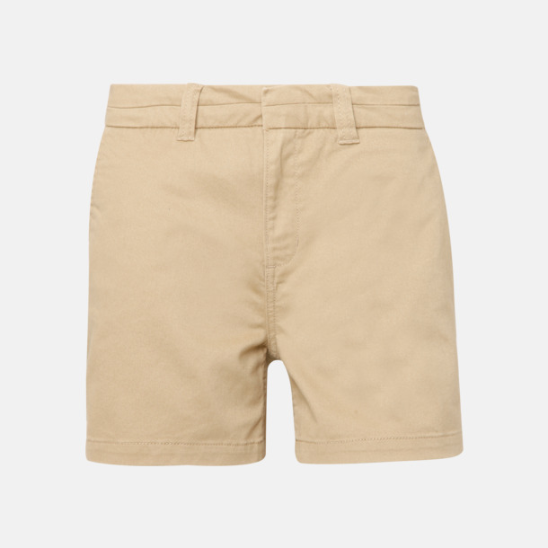 Khaki (dam) Herr- & damchino shorts med reklamtryck