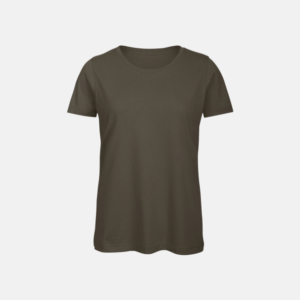 Khaki (dam) Neutrala eko t-shirts med reklamtryck