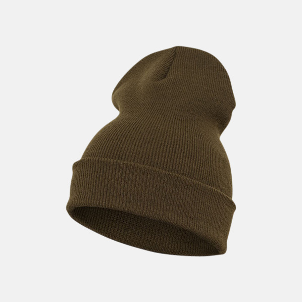 Olive (lång) Normallånga eller långa beanies med reklamlogo