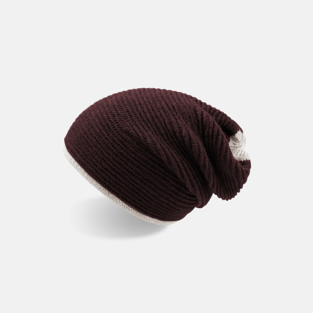 Burgundy/Ecru 2-färgade beanies med reklamlogo